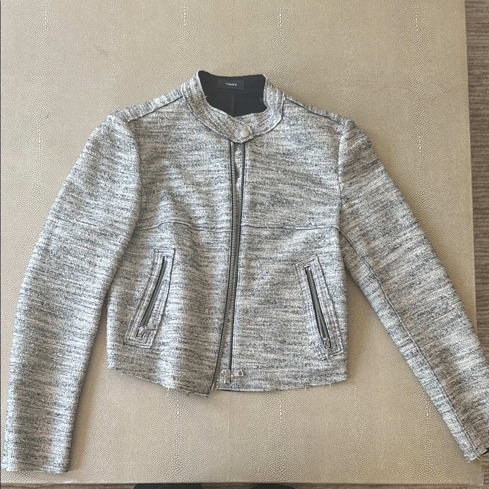Theory Gray Blazer Modern Cropped Design